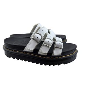 Dr. Martens Blaire Slide White Leather Platform Sandals Womens 8 Grunge Goth